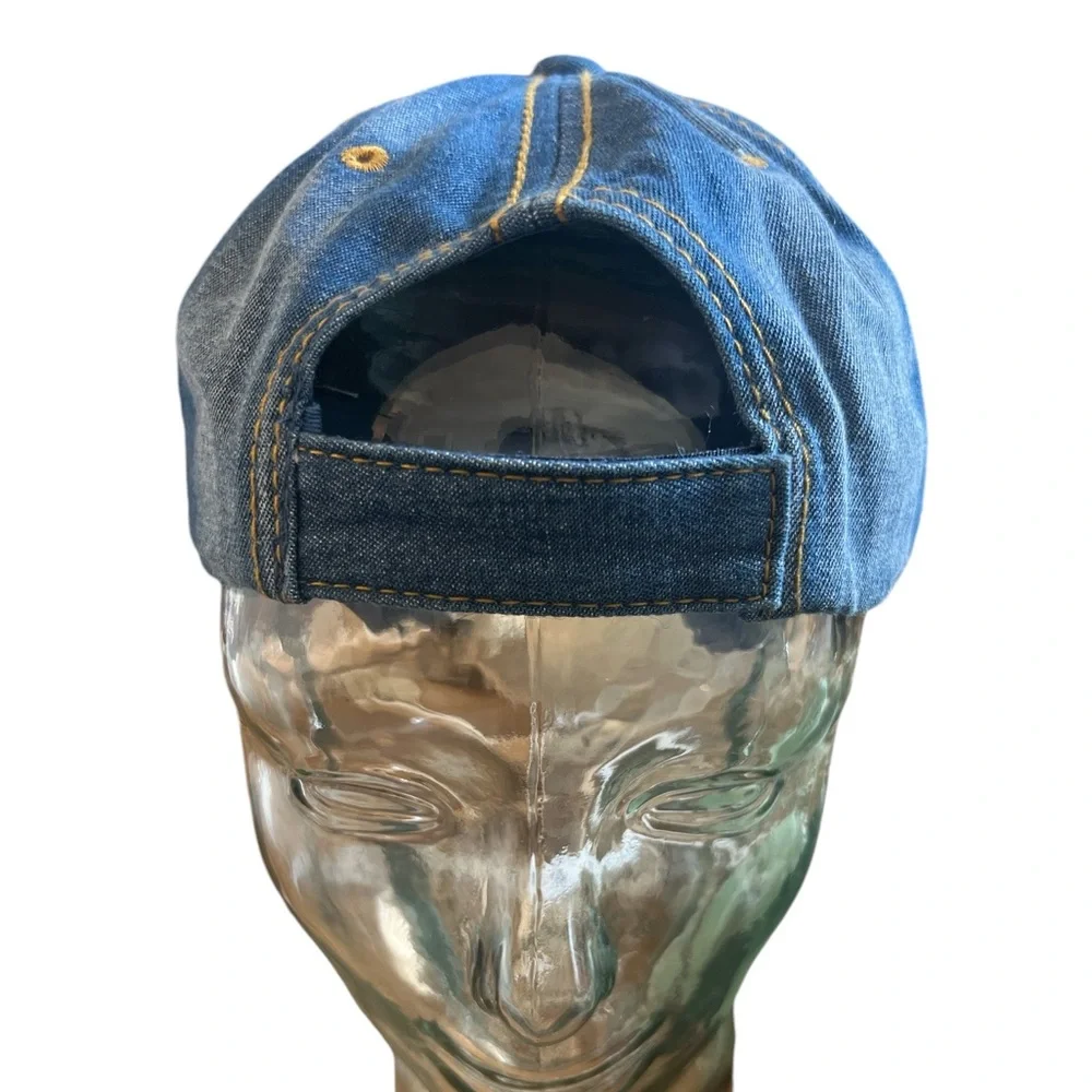 Women’s Blue Denim Embellished with White Lettering TEXAS Baseball Hat NEW